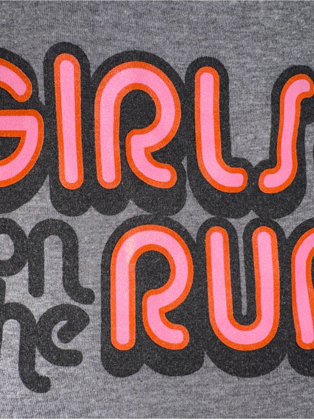 Women’s Girls Run Graphic Tee - Pink & Orange Print xl